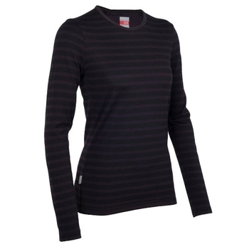 Термофутболка женская Icebreaker Tech Top LS Crewe Wmn Stripe cognac (100 925 G56) - фото