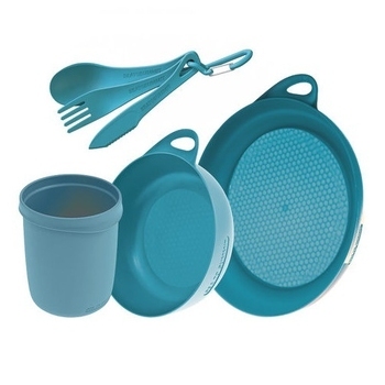 Набір посуду Sea To Summit Delta Camp Set (Bowl, Plate, Mug, Cutlery) Pacific Blue (STS ADSETPB) - фото