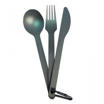 Набір ложка + вилка + ніж Sea To Summit Titanium Cutlery Set 3 (Knife + Fork + Spoon) (STS ACUTTSET3) - фото