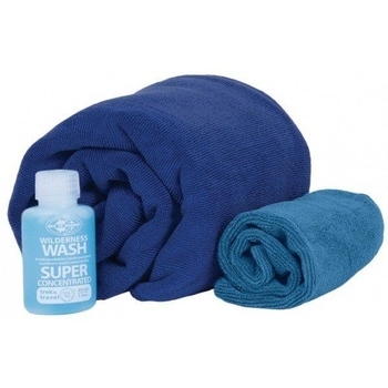 Набір рушників + шампунь Sea To Summit Tek Towel Wash Kit L Cobalt Blue (STS ATTKITLCO) - фото