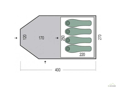 Палатка Pinguin Campus 4 Dural green (PNG 145.4) - фото