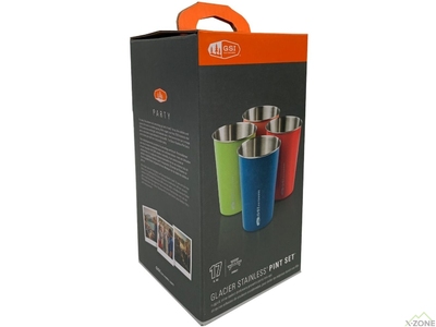 Комплект из 4-х стаканов GSI Outdoors Glacier Stainless Pint Set (multi) (63248) - фото