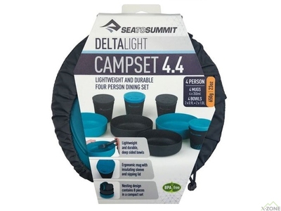 Набір посуду Sea To Summit DeltaLight Camp Set 4.4 Pacific Blue/Grey (STS ADLTSET4) - фото