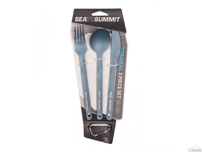 Набор ложка+вилка+нож Sea To Summit Titanium Cutlery Set 3 (Knife + Fork + Spoon) (STS ACUTTSET3) - фото