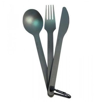 Набір ложка + вилка + ніж Sea To Summit Titanium Cutlery Set 3 (Knife + Fork + Spoon) (STS ACUTTSET3) - фото