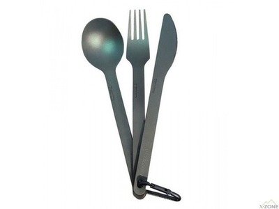 Набор ложка+вилка+нож Sea To Summit Titanium Cutlery Set 3 (Knife + Fork + Spoon) (STS ACUTTSET3) - фото