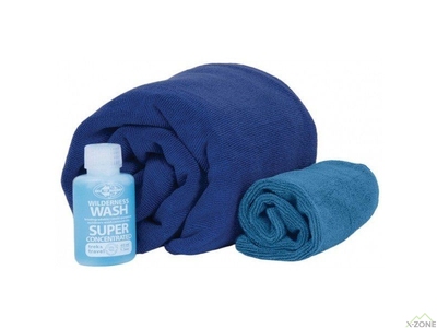 Набор полотенец+шампунь Sea To Summit Tek Towel Wash Kit L Cobalt Blue (STS ATTKITLCO) - фото