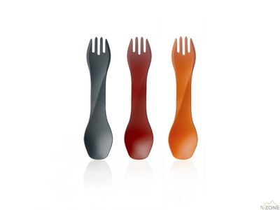 Ложка-вилка Humangear GoBites Uno Mini 3-Pack, Red/Gray/Orange - фото