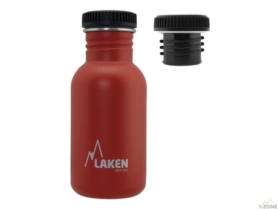 Пляшка для води LAKEN Basic Steel Bottle 0,5L - PP Cap Red 0,5L - фото
