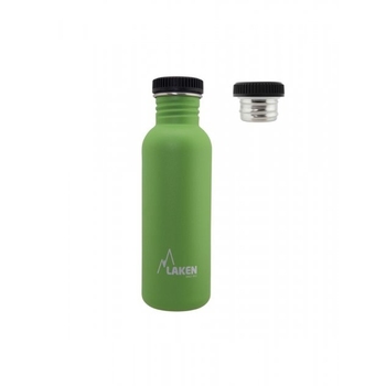 Пляшка для води LAKEN Basic Steel Bottle 0,75L - P/S Cap Green - фото
