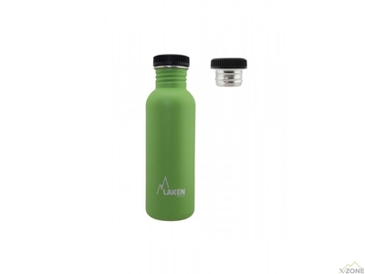 Пляшка для води LAKEN Basic Steel Bottle 0,75L - P/S Cap Green - фото