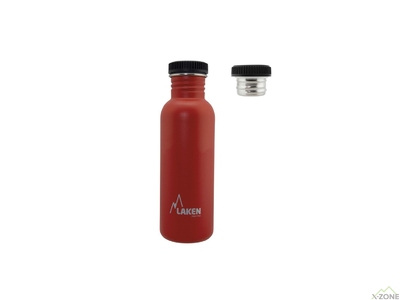 Пляшка для води LAKEN Basic Steel Bottle 0,75L - P/S Cap Red - фото