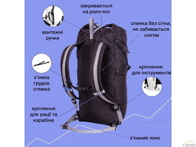 Альпіністський рюкзак Fram Guide 30L чорний - фото