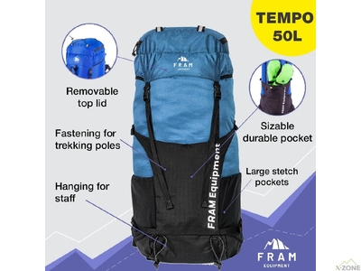 Ультралегкий каркасний рюкзак Tempo 50L Fram Equipment, Синій - фото