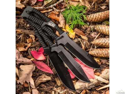 Набір ножів для метання SOG Throwing Knives, Paracord Wrapped Sheath - 3 шт. (SOG F041TN-CP) - фото