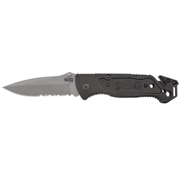 Складной нож SOG Escape - Clip Point, Satin, Serrated (SOG FF24-CP) - фото