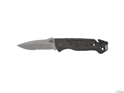 Складной нож SOG Escape - Clip Point, Satin, Serrated (SOG FF24-CP) - фото