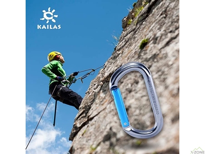 Карабин Kailas Oval Straight Gate Carabiner, Iron Gray/ Sky Blue (KE240001) - фото