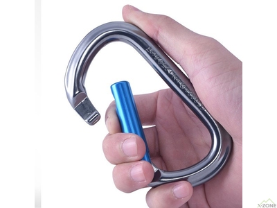 Карабин Kailas Oval Straight Gate Carabiner, Iron Gray/ Sky Blue (KE240001) - фото