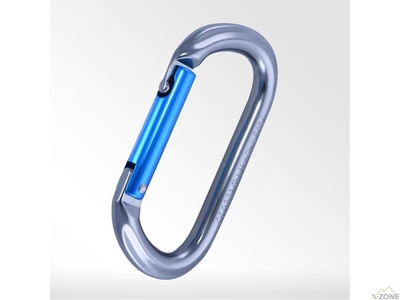 Карабин Kailas Oval Straight Gate Carabiner, Iron Gray/ Sky Blue (KE240001) - фото