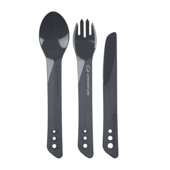 Ложка, виделка, ніж Lifeventure Ellipse Cutlery, Graphite (75013) - фото