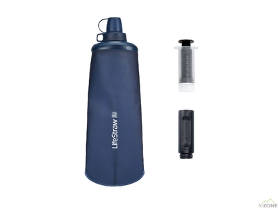 Бутылка-фильтр для воды LifeStraw Peak Squeeze 1 л, Dark Mountain Gray (LSW LSPSF1GRWW) - фото