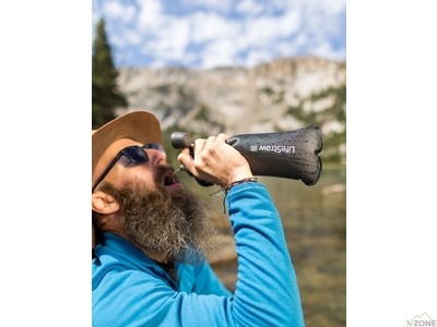 Бутылка-фильтр для воды LifeStraw Peak Squeeze 1 л, Dark Mountain Gray (LSW LSPSF1GRWW) - фото
