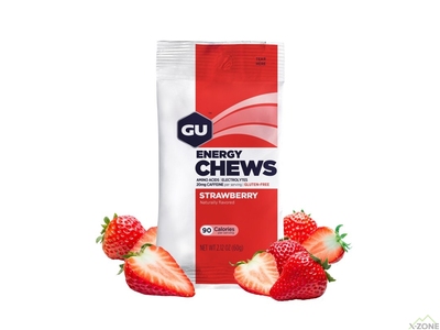 Энергетические желейки GU Energy Chews +Caffeine 60 g, Strawberry - фото