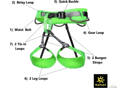 Страховочная система Kailas Airo Harness, Green (EH104) - фото