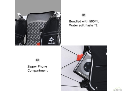 Беговой рюкзак-жилет Kailas Fuga Air 5 IV Trail Running Vest Pack, Black (KA2354003) - фото