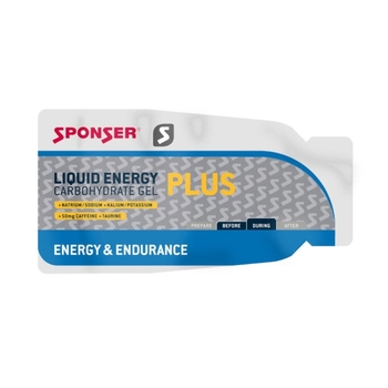 Гель углеводный с кофеином Sponser Liquid Energy Gels Plus 35 г, Neutral - фото