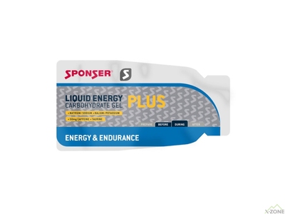 Гель углеводный с кофеином Sponser Liquid Energy Gels Plus 35 г, Neutral - фото
