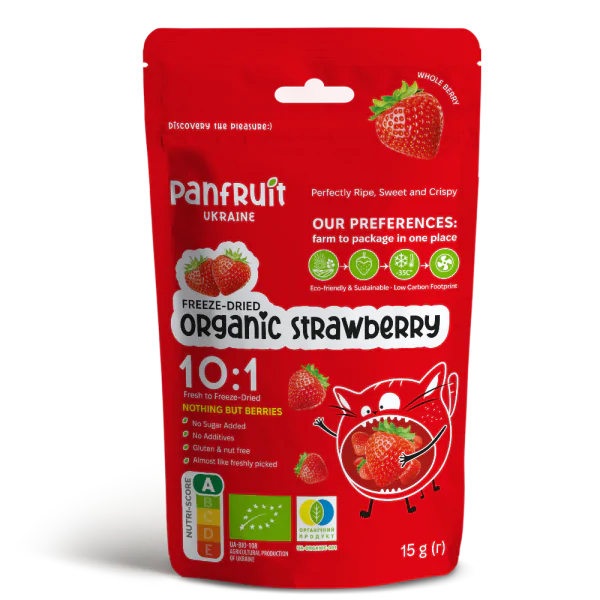 Сублимированная клубника целая Panfruit Organic Strawberry 15 г - фото
