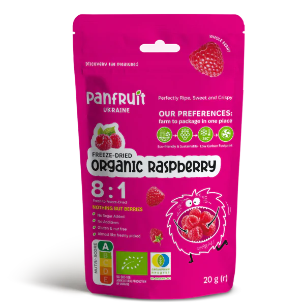 Сублимированная малина целая Panfruit Organic Raspberry 20 г - фото