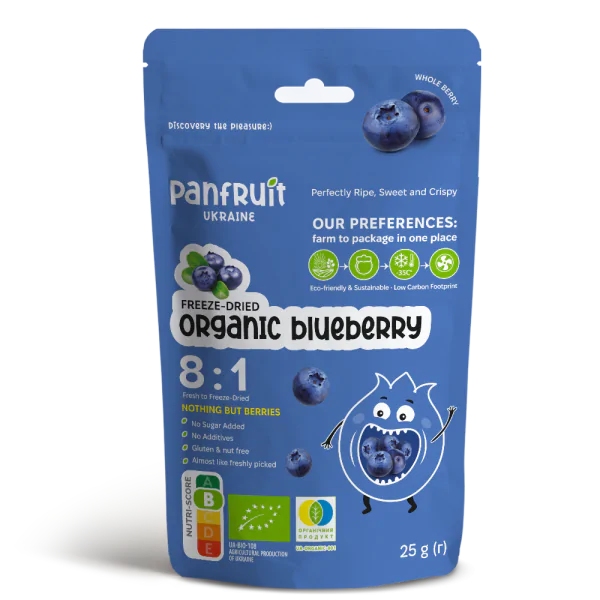 Сублимированная голубика целая Panfruit Organic Blueberry 25 г - фото