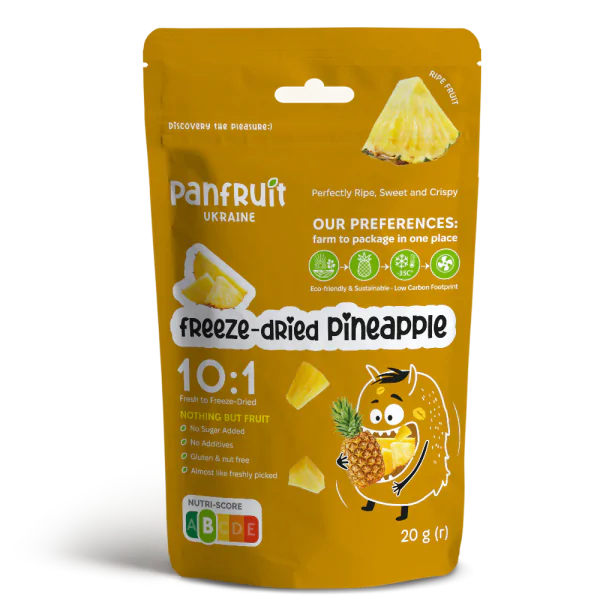 Сублимированный ананас кусочки Panfruit Freeze-Dried Pineapple 20 г - фото