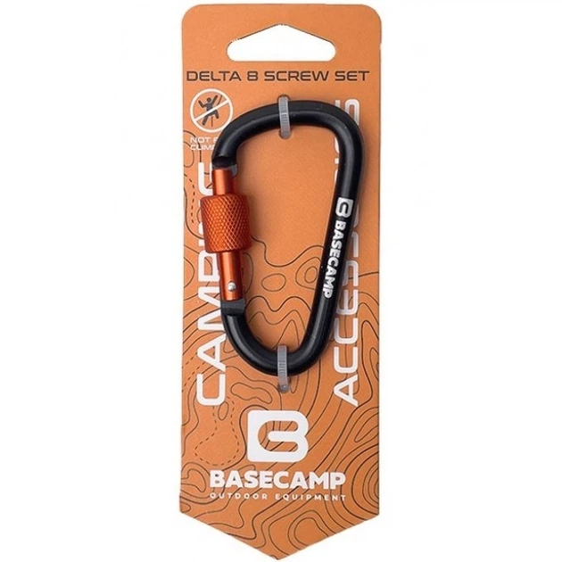 Карабін алюмінієвий сервісний Base Camp Delta 8 Screw, Black (BCP 61115) - фото