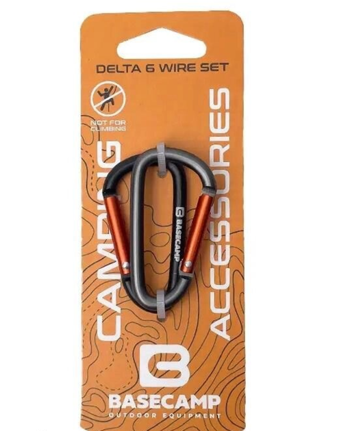 Набір алюмінієвих сервісних карабінів Base Camp Delta 6 Straight Set, 2 шт, Black/Grey (BCP 61415) - фото