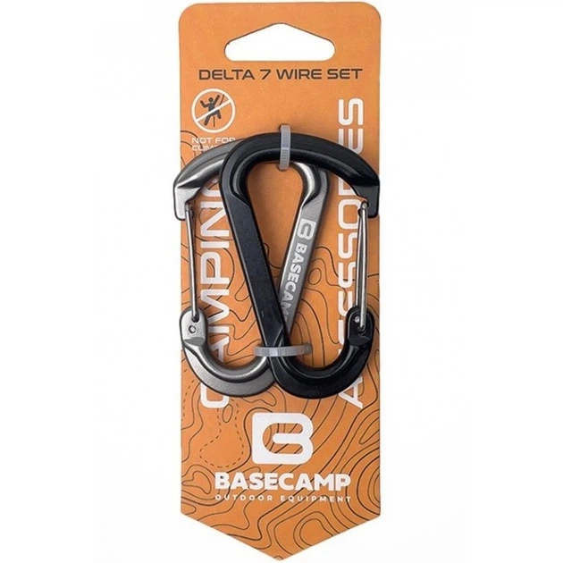 Набір алюмінієвих карабінів Base Camp Delta 7 Wire Set, 2 шт, Black/Grey (BCP 60915) - фото