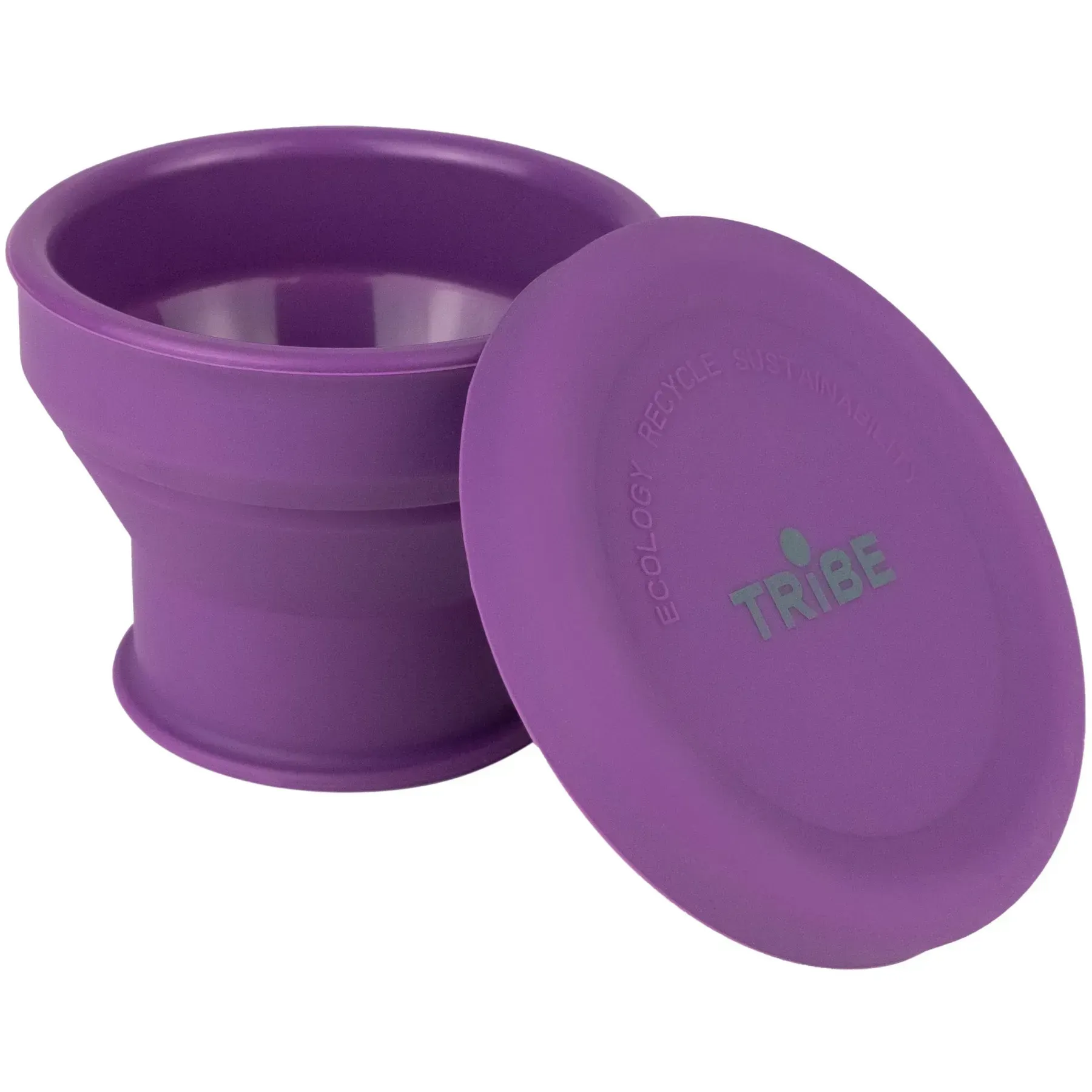 Стакан складной силиконовый с крышкой Tribe Collapsible Shot 90 ml, Plum (T-FF-0030) - фото