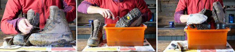 Процес чищення черевиків, кросівок і босоніжок