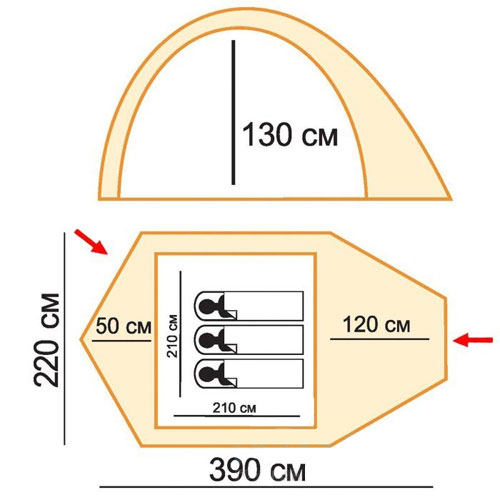 Схема палатки Tramp Camp 3